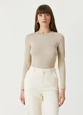 Brunello Cucinelli Bej Uzun Kol T-shirt