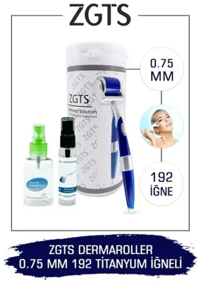 Zgts Dermaroller - 0,75 mm Ölçü - 192 Titanyum İğneli - Saç Sakal Yüz ve Cilt Bakım Derma Roller