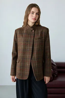 TRENDYOLMİLLA Camel Kapama Detaylı Kaşe Blazer Ceket TWOAW27BC00027