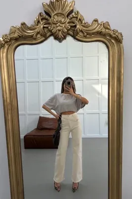 mylove Asimetrik Düğmeli Jean Krem