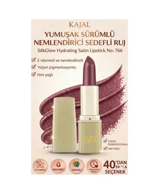 KAJAL Yumuşak Sürümlü Nemlendirici Sedefli Ruj Silkglow Hydrating Satin Lipstick No: 766 Bordo