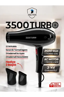 Hector Profesyonel Fön Makinesi 3500 Turbo-siyah