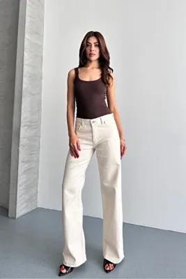 macharel jeans Kadın Yüksek Bel Jean Kot Palazzo Pantolon