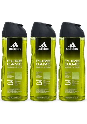 adidas Pure Game 3’ü 1 Arada Duş Jeli 3 x 400 ml - Vücut, Saç ve Yüz