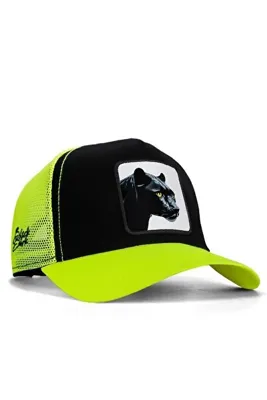BlackBörk Panter Logolu Neon-Siyah Trucker Şapka
