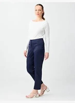 Jimmy Key Lacivert Yüksek Bel Normal Paça Dokuma Gabardin Pantolon