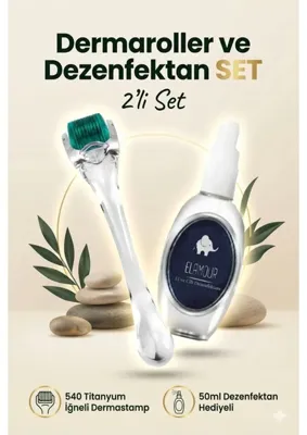 Elamour Dezenfektan Hediyeli - Orijinal Titanyum Iğneli - 0,50MM 540 Iğneli Saç ve Cilt Bakım Dermaroller