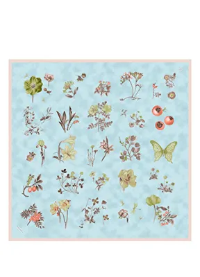 Poanes Botanik Desenli Twill İpek Kadın Eşarp