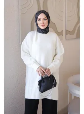 İmajButik Krem Salaş Yumoş Triko Kazak