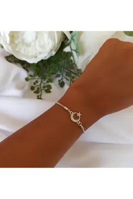 DENİZDENAL Zirkon Gümüş Renk Mini Ay Yıldız Bileklik