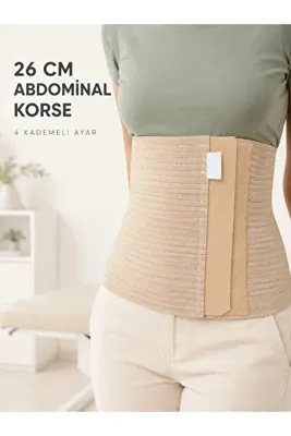 Shopwave Abdominal Doğum Sonrası Korse 26 cm Geniş 4 Kademeli Cırtlı Ayarlanabilir