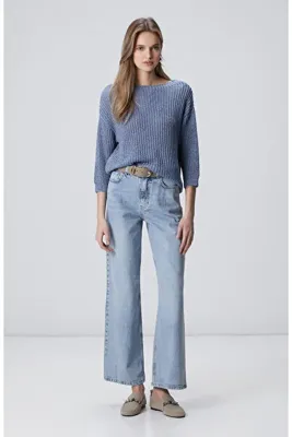Network Açık Indigo Mavi Geniş Paça Denim Pantolon