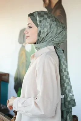 Hint İpek Dama Desenli Monogram Şal MONOV03-26