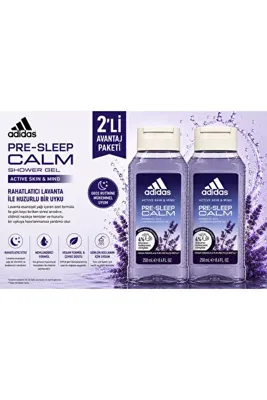 adidas Active Skin & Mind Pre-Sleep Calm Duş Jeli 250 ml - Lavanta Özlü Rahatlatıcı X 2 Adet