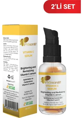 Prosante Canlandırıcı ve Aydınlatmaya Destek Sağlayan Vitamin C Serum 30 ml x 2 Adet