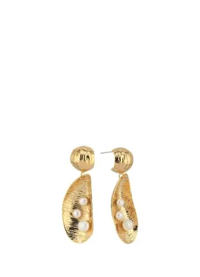 LisaLina Golden Shell Pearl Kadın Altın Küpe