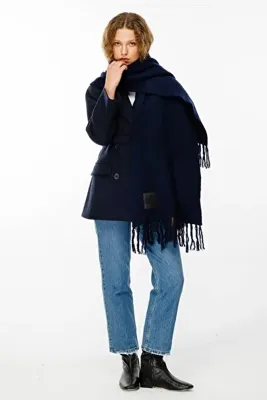 Hooopstore Şardonlu Lacivert Atkı