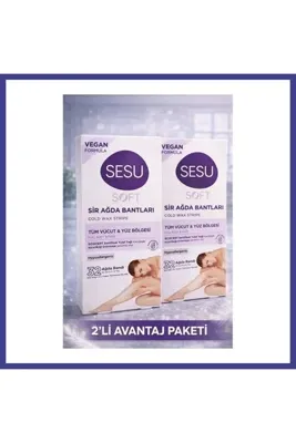Bezos Sesu Soft Sir Ağda Bantları 32 Adet Vegan Formula Tüm Vücut ve Yüz İçin Soğuk Ağda Bandı 2'li Pa ATG