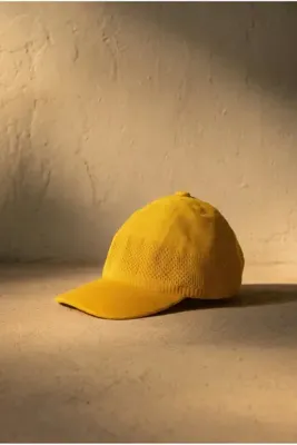 OnMyHead Unisex Spor Fileli Merserize Tenis Şapkası Yazlık Sarı
