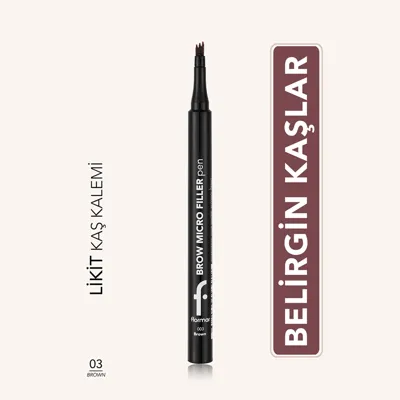 Flormar Brow Micro Filler Tarak Uçlu Doğal Bitişli Kaş Kalemi 03 Brown