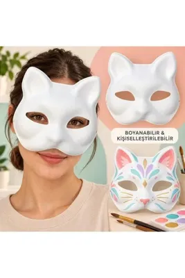 Genel Markalar Kendin Tasarla Kişiselleştirilebilir Boyanabilir Kedi Maskesi