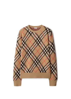 Burberry Check Bej Yün Karışımlı Kadın Kazak