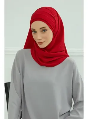Aisha`s Design Pileli Tasarım Şal,Kırmızı,CPS-93