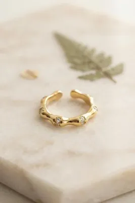 Genel Markalar Gold Renk Kemik Model Zirkon Taşlı Kadın Yüzük 5886 - 3B10017834-3594