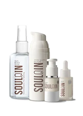 Soulqin Anti Aging Elixir, Yaşlanma Karşıtı Besleyici 4'lü Cilt Bakım Seti