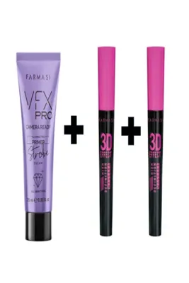 Farmasi Vfx Pro Camera Ready Işıltılı Makyaj Bazı 25 ml 2 Adet 3d Effect Maskara 10 ml