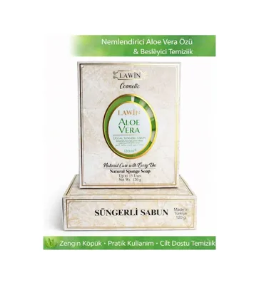Xmlbayiciniz Aloe Vera Özlü Doğal Süngerli Sabun Hassas Ciltler İçin Nemlendiricin Köpüren Kokulu Banyo Süngerli Sabun 285 ML