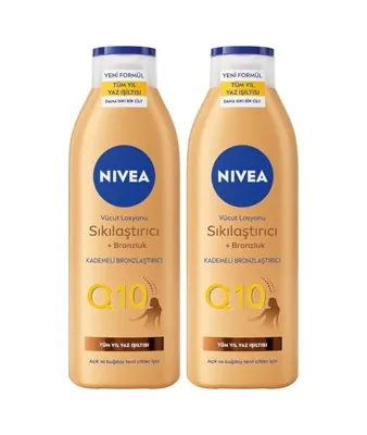 Ab-ı Nıvea Q10 Sıkılaştırıcı Ve Bronzlaştırıcı Vücut Losyonu 250ml, Kademeli Doğal Bronzluk, 7 Günde Sıkı Cilt, Açık Ve Buğday Tenli Ciltler 2 Paketi