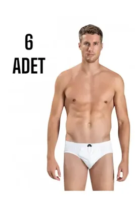 Yıldırım tekstil Gümüş 3006 %100 Pamuk Beyaz Erkek Slip Külot 6'lı Paket