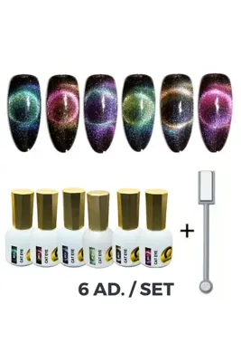 Gelshine 9d Kedi Gözü Kalıcı Oje Seti | Mıknatıslı Jel Oje Seti | Uzun Ömürlü Ve Kolay Uygulama | 15ml X 6