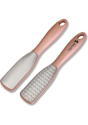 Alyron Store Çift Taraflı Ayak Törpüsü – Paslanmaz Çelik Nasır ve Topuk Çatlağı Törpüsü, Ergonomik Saplı, Islak/kuru Kullanıma Uygun, Ev Tipi Pedikür Ayak Ovucu