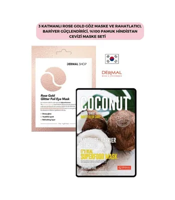 Dermal ﻿Dermal 3 Katmanlı Rose Gold Göz Maskesi + Pamuk Hindistan Cevizi Maskesi 23 G