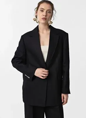 Antioch Siyah 100% Keten Kadın Blazer Ceket