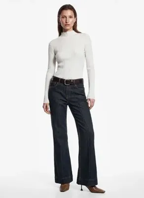 Koton 7WAK90131HT Ekru Kadın Dik Yaka Regular Fit Triko Kazak