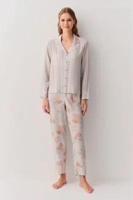 SUWEN Larisa Gömlek Yaka Pijama Takımı
