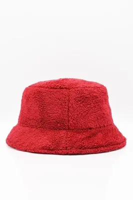 Külah Kırmızı Yumuşak Dokulu Peluş Bucket Şapka