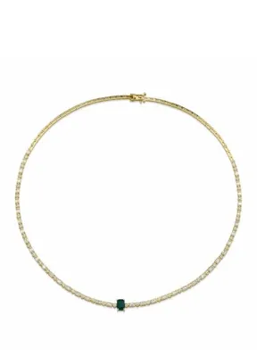 Mov Diamond Midori Zümrüt ve Pırlantalı 14 Ayar Altın Kadın Kolye