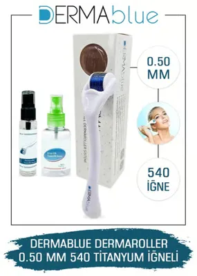dermablue 0.50mm Dermaroller 540 Titanyum Iğneli Orijinal Derma Roller