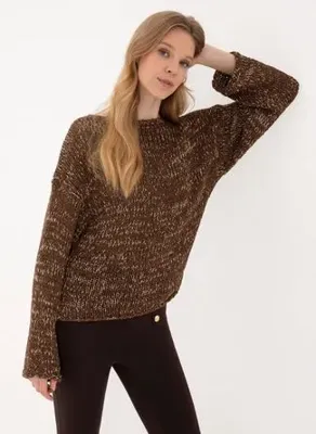 Pierre Cardin Kahverengi Kadın Bisiklet Yaka Comfort Fit Kazak PANYO