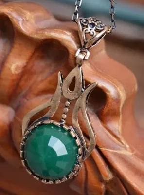 Stoneage LALE FİGÜRLÜ BAKIR KOLYE - Yesil - Stoneage