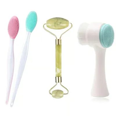 Buffer ® 2 Adet Peeling Etkili Dudak Fırçası, Cilt Yüz Temizleme Fırçası Ve Çift Taraflı Yeşim Taşı