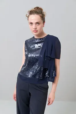 Roman Payetli Bluz Lacivert K2513042_015