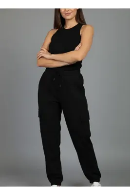 The Mrk Collection Siyah Kargo Cepli Beli Lastikli Spor Pantolon