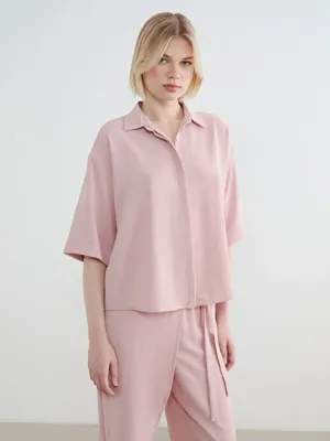 LCW Vision Oversize Krep Kadın Gömlek