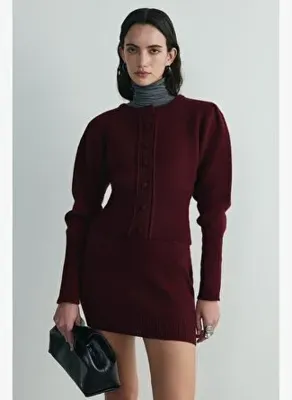 Suud Collection Bordo Lucy Triko Mini Etek