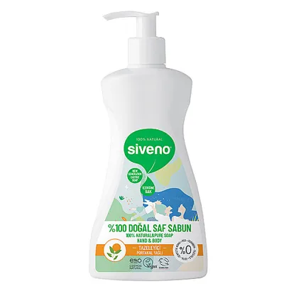 Siveno %100 Doğal Sıvı Kastil Sabun Portakal Yağlı Tazeleyici Nemlendirici Arındırıcı Bitkisel Vegan 300 ml